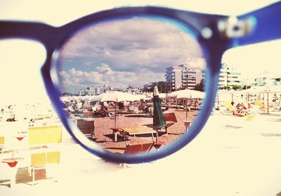 Close-up of cityscape against sky