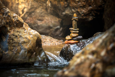 Close-up of water flowing through rocks