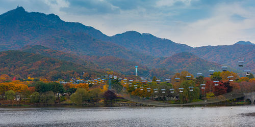 Skylifts in the autumn park