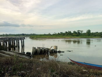 Scenic view of lake against sky