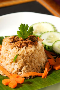 Close-up of meal served in plate