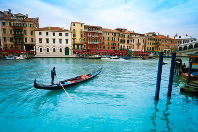 View of canal in city