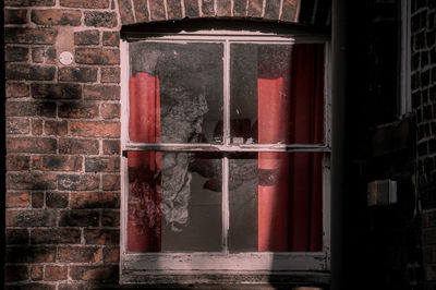 Close-up of window on old building