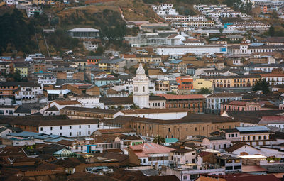 High angle view of buildings in city