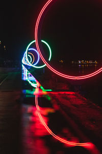 Close-up of light trails