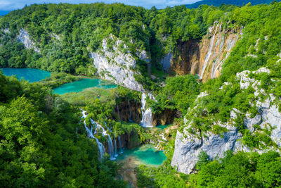 Scenic view of waterfall