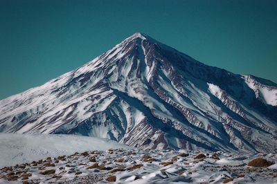 Scenic view of snowcapped mountain against sky