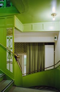 Illuminated staircase of building