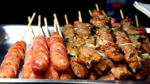 Taiwanese sausages aborigin native food style in taopei night market