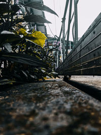 Surface level of bridge against sky