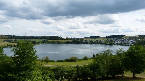 Scenic view of lake against sky