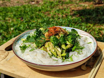 Chinese noodle soup with pork,white rice noodles