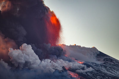 Scenic view of volcanic mountain against sky