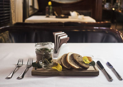 Close-up of food on table