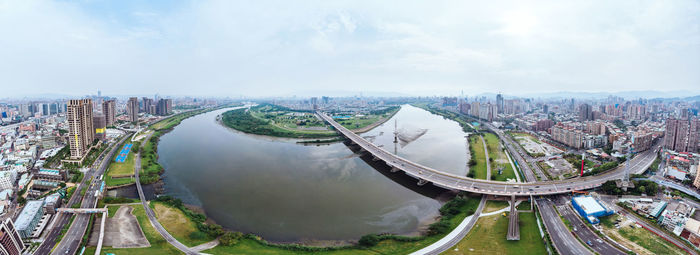 High angle view of city