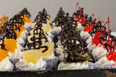 Close-up of chocolate cake on table