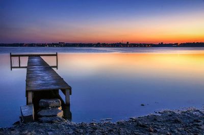 View of pier at sunset