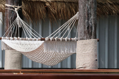 Hammock white color in summer for resting and relaxing in summer season