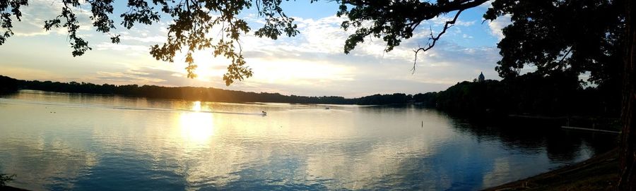 Scenic view of lake during sunset