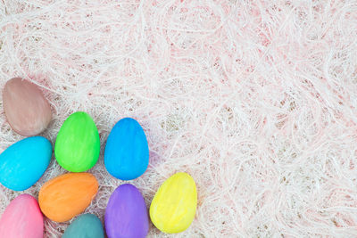 Close-up of colorful balls on beach