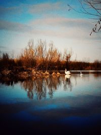 Scenic view of lake against sky