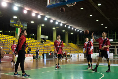 Group of people playing soccer