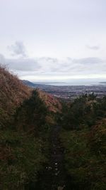 Scenic view of landscape against cloudy sky