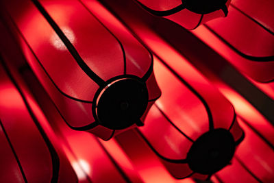 Close-up of red paper lanterns