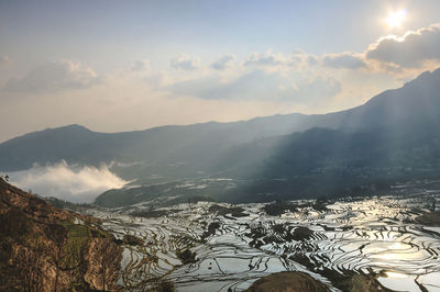 Scenic view of mountains against sky