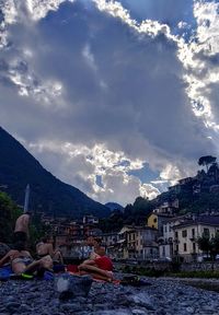 Scenic view of residential district against sky