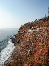 Scenic view of sea against clear sky