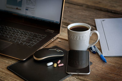 Coffee cup on table