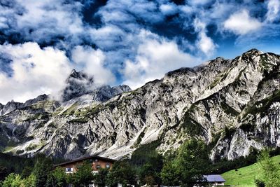 Low angle view of mountains against sky