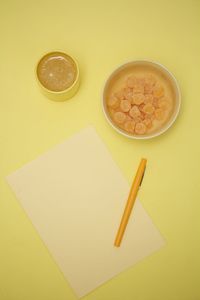 High angle view of coffee on table