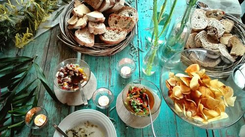 Variety of fresh food on table