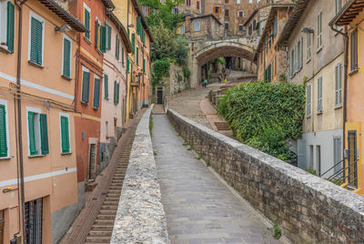 Footpath amidst buildings in city