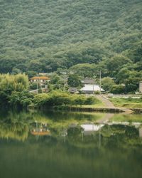 Houses by lake