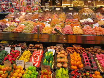 Various fruits for sale at market stall