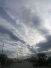 Cars on street in city against sky