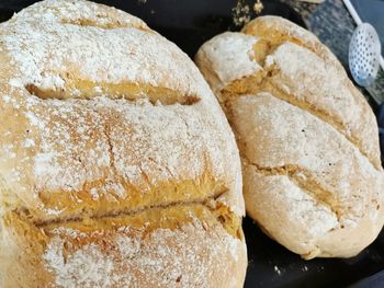 High angle view of bread on table