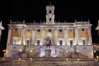 Low angle view of building at night