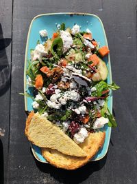 High angle view of food on table