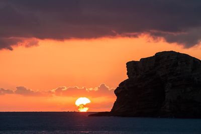 Scenic view of sea against cloudy sky