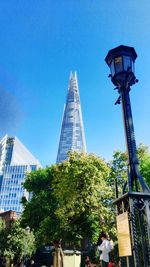 Low angle view of building against blue sky