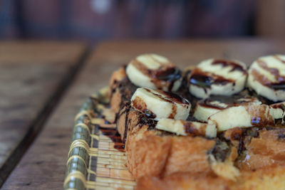 Close-up of dessert on table