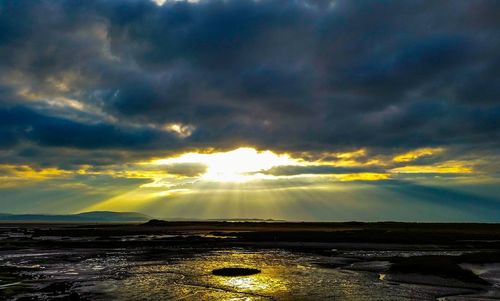 Scenic view of sea against cloudy sky