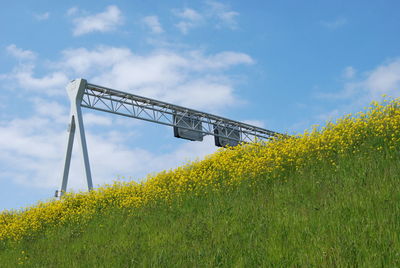 Scenic view of field against cloudy sky