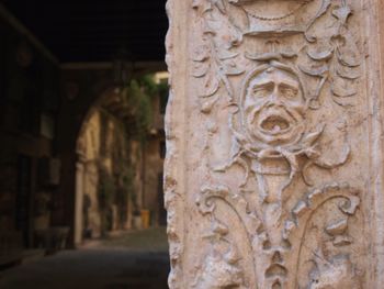 Close-up of carving on wall