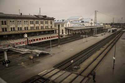 High angle view of empty railway station