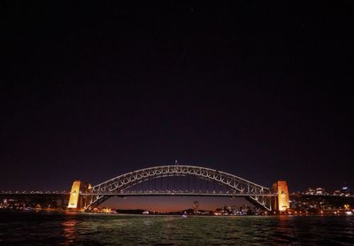 View of suspension bridge at night
